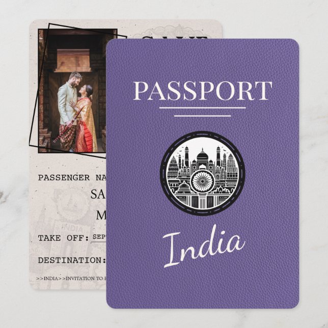 Reserve A Data Lilac Purple India Passport Salvar Data (Frente/Verso)