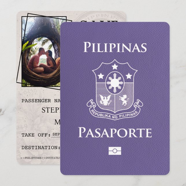 Reserve A Data Lilac Purple PhilippPassport Save Date (Passaporte (Frente/Verso)
