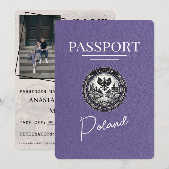 Reserve A Data Lilac Purple Polônia Passport Salvar Data (Frente/Verso)