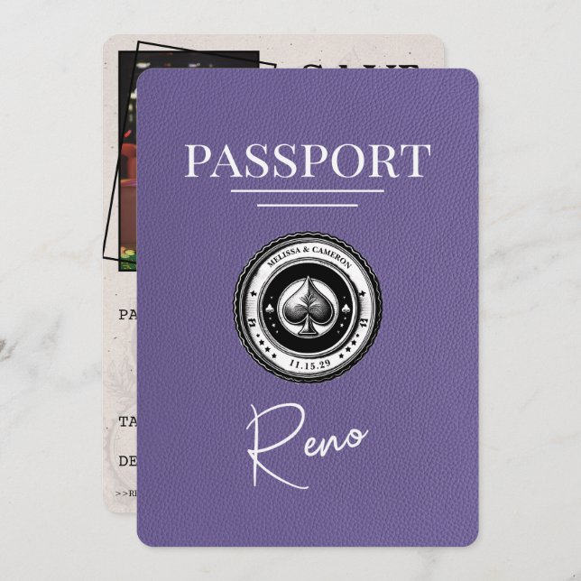 Reserve A Data Lilac Purple Reno Passaporte Salvar Data (Frente/Verso)