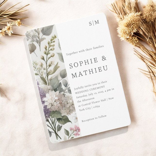 Reserve A Data Lilac Watercolor Floral Elegante Primavera (Criador carregado)