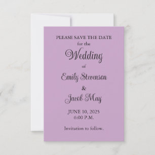 Reserve A Data Lilac Wedding Save the Date Card