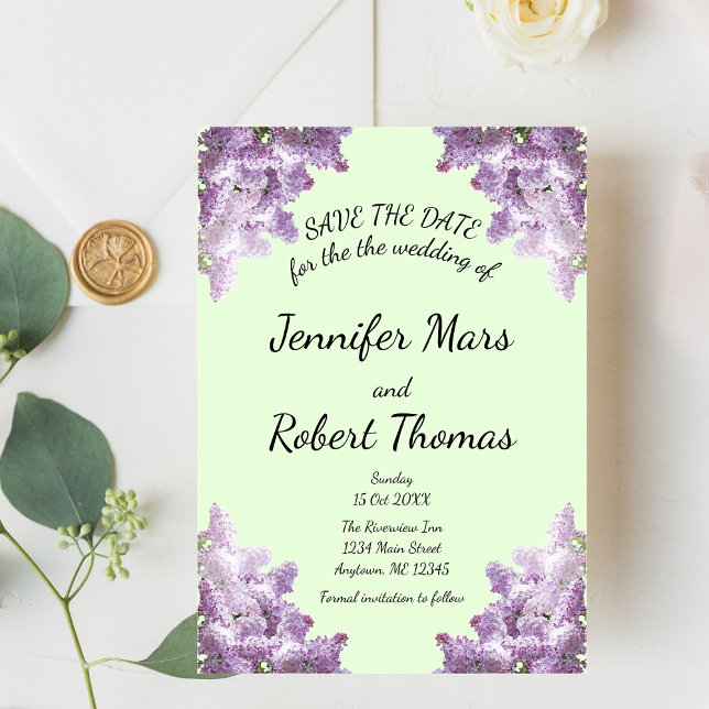 Reserve A Data Lilás e Casamento em Tom de Sage Verde Claro (Criador carregado)