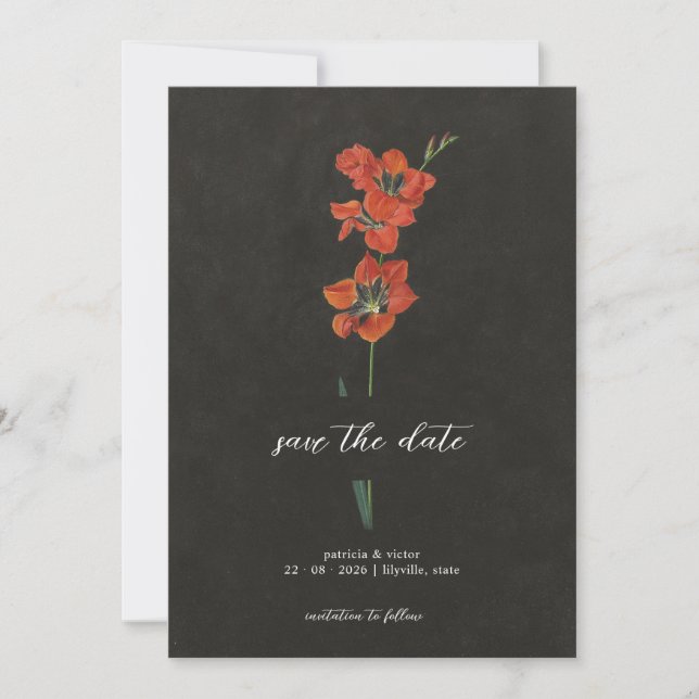 Reserve A Data Lily Dutch Master Painting Flat Save The Date Card (Frente)