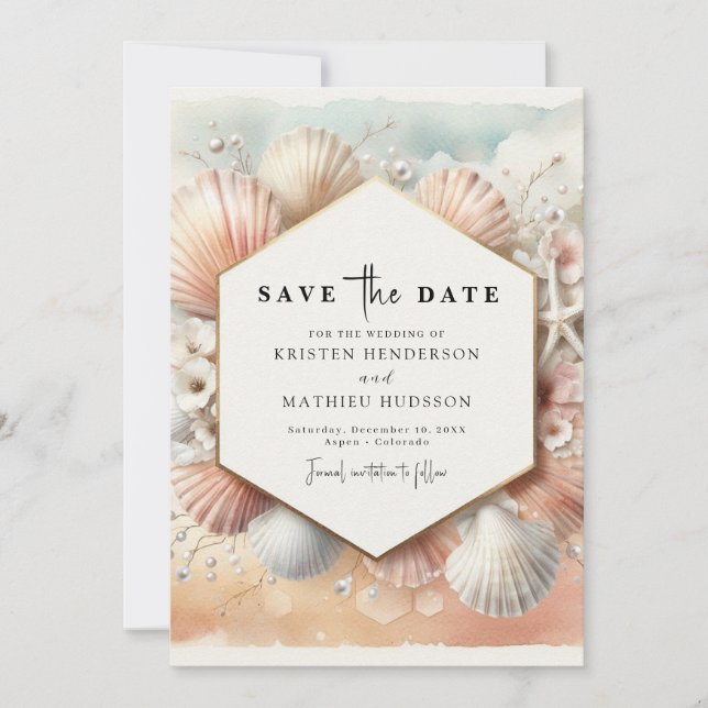 Reserve A Data Linda Casamento de Praia Whimsical (Frente)
