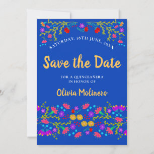 Reserve A Data Linda Floral Fiesta Mexicana Azul Real