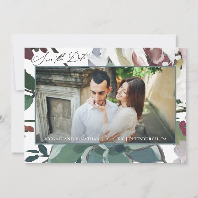 Reserve A Data Linda Watercolor Foto Floral (Frente)