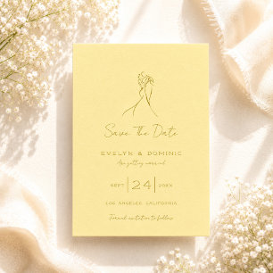Reserve A Data Lindo Desenho à Mão Borboleta Amarelo Casamento