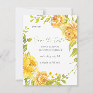 Reserve A Data Lindo Save the Date Floral Amarelo
