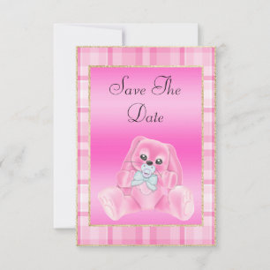 Reserve A Data Lindos Coelhos Rosa Salve a Data do Chá de Bebê