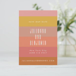 Reserve A Data Listras Geométricas Modernas Laranja Amarelo Verão