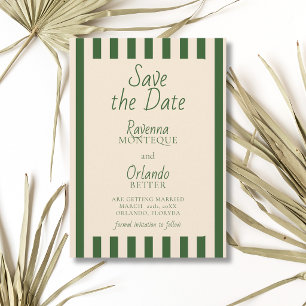 Reserve A Data Listras Verdes Garrafa Retro Minimalista Casamento