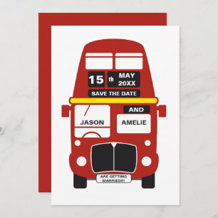 Reserve A Data London Bus Save the Date Card RED