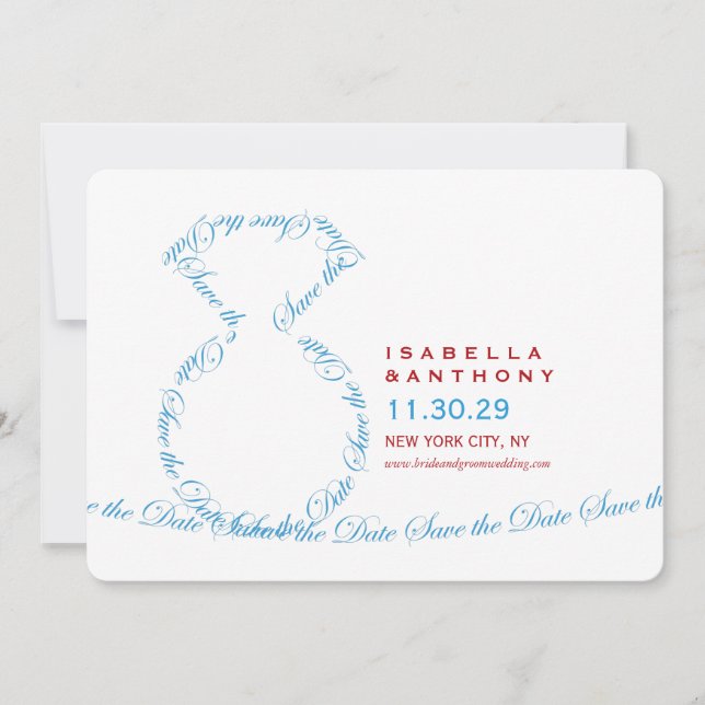 Reserve A Data Loop Diamond Ring Classic Photo Save The Date Card (Frente)