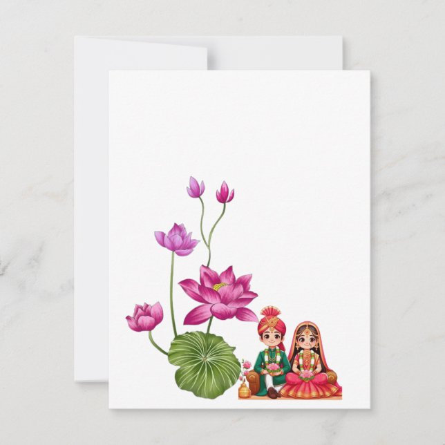 Reserve A Data Lótus, noiva e noivo  (Frente)