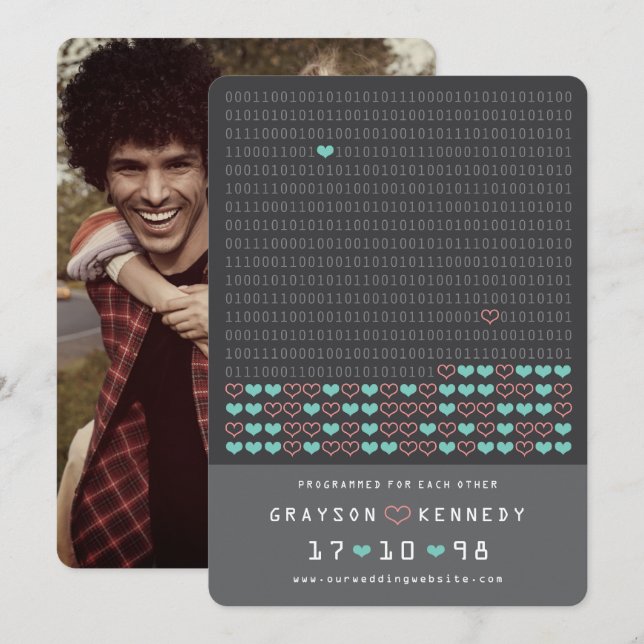 Reserve A Data Louco Programado Para Amar Código Binário Salve A  (Frente/Verso)