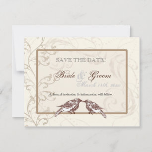 Reserve A Data Love Birds 'n Lace - Save the Date Card