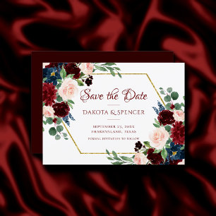 Reserve A Data Love Bloom   Casamento Dourado com Frame Vermelho 