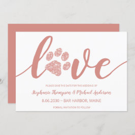 Reserve A Data Love Paw Imprime Casamento Não Foto Salvar Data