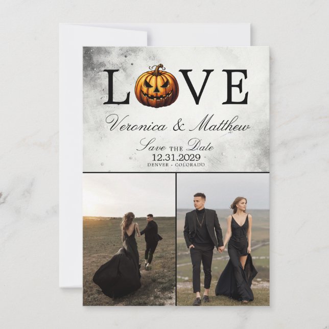 Reserve A Data Love Pumpkin Save The Date Card (Frente)
