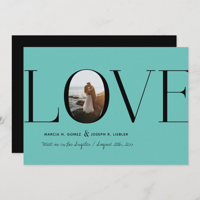 Reserve A Data Love Teal Blue Photo (Frente/Verso)