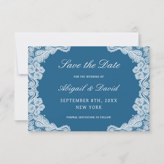 Reserve A Data Lugar Branco no Casamento Azul Salvar a Data (Frente)