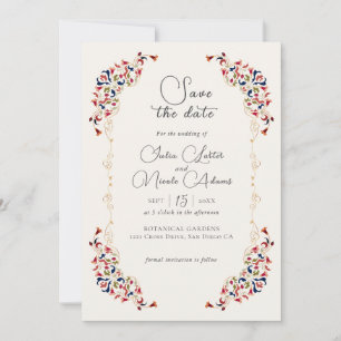Reserve A Data Luxo Artístico Botânico Floral Paisley Casamento