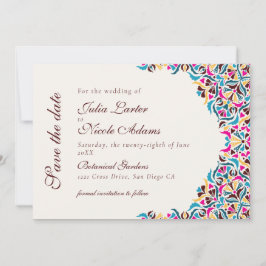 Reserve A Data Luxo Caprichoso Floral Estilo Marfim Borda Casamen
