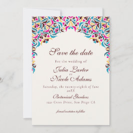 Reserve A Data Luxo Caprichoso Floral Estilo Marfim Borda Casamen