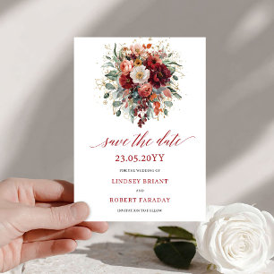Reserve A Data Luxo Marsala Outono Dourado Floral Salve A Data