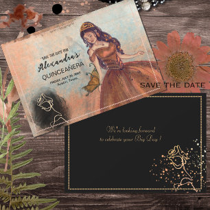 Reserve A Data Luxo Metálico Cobre Quinceañera Salve a Data