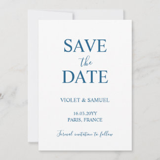 Reserve A Data Luxo Minimalista Azul Salve o Dia de Casamento