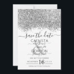 Reserve A Data Luxo Prata Branco Brilho Confete Casamento<br><div class="desc">O cartão de aviso de casamento elegante, glamoroso e moderno é perfeito para o casal engajado contemporâneo e sofisticado. Ele apresenta um bloco de cor salpicado com confete brilhante prateado impresso em falso por cima de um simples fundo branco. O verso exibe o mesmo brilho, mas com um painel mais...</div>