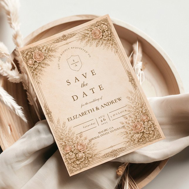 Reserve A Data Luxo Rústico Botânico Floral Casamento (Criador carregado)