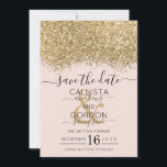 Reserve A Data Luxuoso Moderno Dourado Rosa Brilhante Confete Cas<br><div class="desc">O cartão de aviso prévio de casamento elegante, glamoroso e moderno é perfeito para o casal engajado contemporâneo e sofisticado. Ele apresenta um bloco de cor salpicado com confete brilhante dourado impresso falso sobre um simples fundo rosa beije. O verso exibe o mesmo brilho, mas com um painel mais grosso....</div>