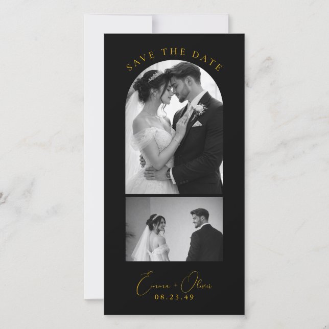 Reserve A Data Luxury Black & Gold Wedding Bookmark Save the Date (Frente)