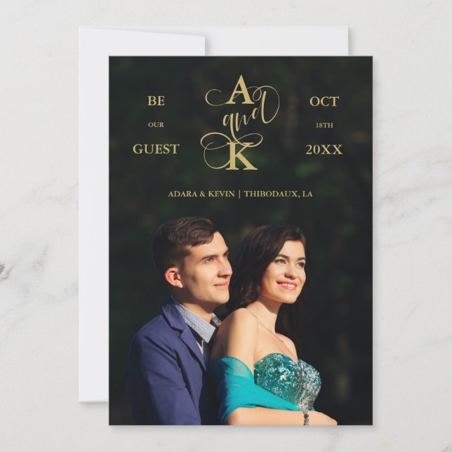 Reserve A Data Luxury Faux Golden Fancy Calligraphy Photo (Frente)