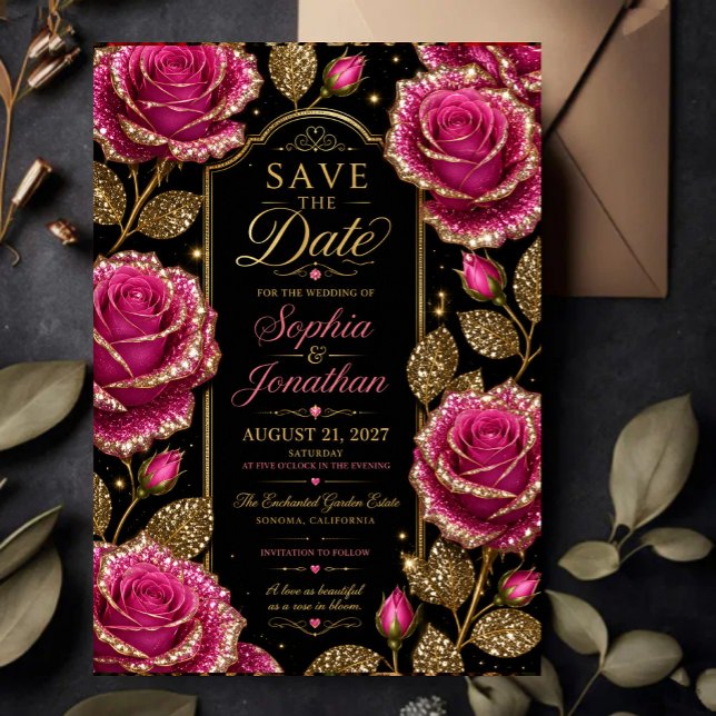 Reserve A Data Luxury Hot Pink Glitter Rose (Criador carregado)