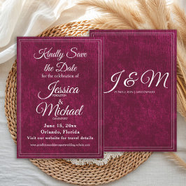Reserve A Data Luxury Velvet Burgundy Berry Monogram Wedding