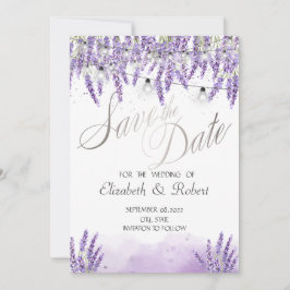 Reserve A Data Luzes de Corda com Aquarela Lavanda