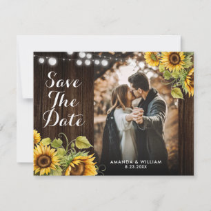 Reserve A Data Luzes de Corda de Girassol Casamento Rústico de Ma