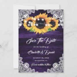 Reserve A Data Luzes de Corda de Girassol Roxo Floral Renda Madei