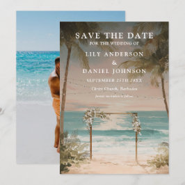 Reserve A Data Luzes de Corda de Praia Oceânica em Aquarela Foto 