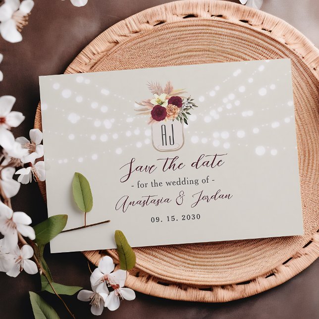 Reserve A Data Luzes de Corda em Potes de Mason Casamento (Criador carregado)
