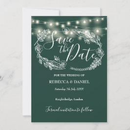 Reserve A Data Luzes de Corda Floral Verde Esmeralda Casamento