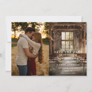 Reserve A Data Luzes de Corda Rústicas Boho Celeiro Casamento Fot