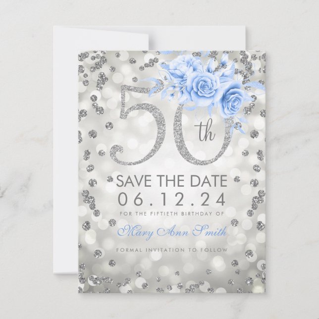 Reserve A Data Luzes de Verão de 50º aniversário do Silver Blue (Frente)