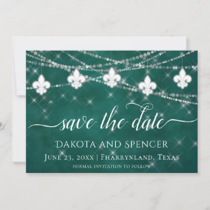 Reserve A Data Luzes Verdes de Fleur de Lis Casamento com Tema