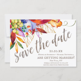 Reserve A Data Madeira Floral Rustic Watercolor Autumn Salva a Da