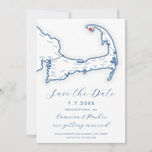 Reserve A Data Mães de Provincetown Casamento Azul Marinho de Map